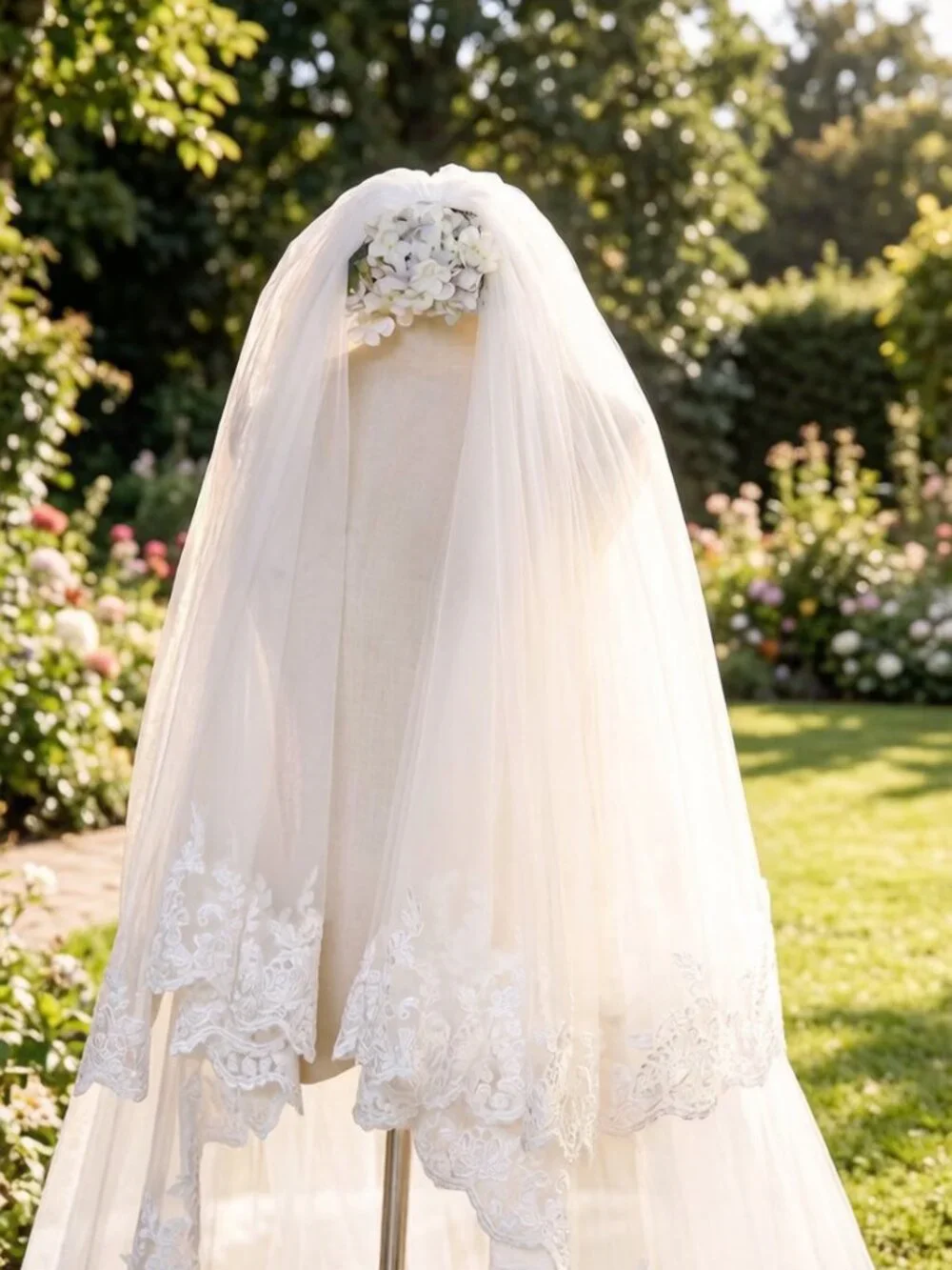New Royal Cathedral Lace Trim Veil 2 Tier 138